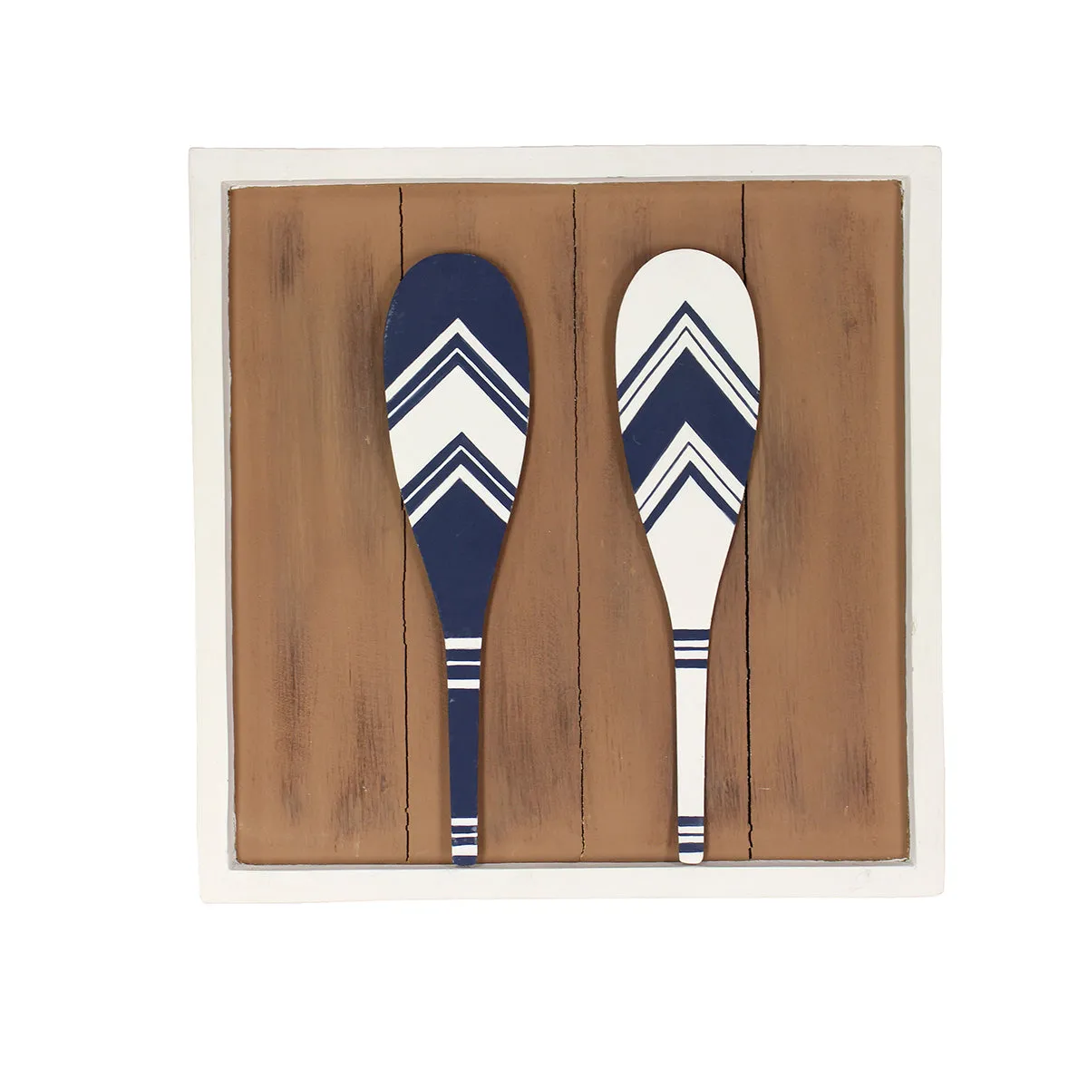 13 in. Wood Navy & White Paddles Wall Art