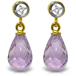 2.73 Carat 14K Solid Yellow Gold Breakthrough Amethyst Diamond Earrings