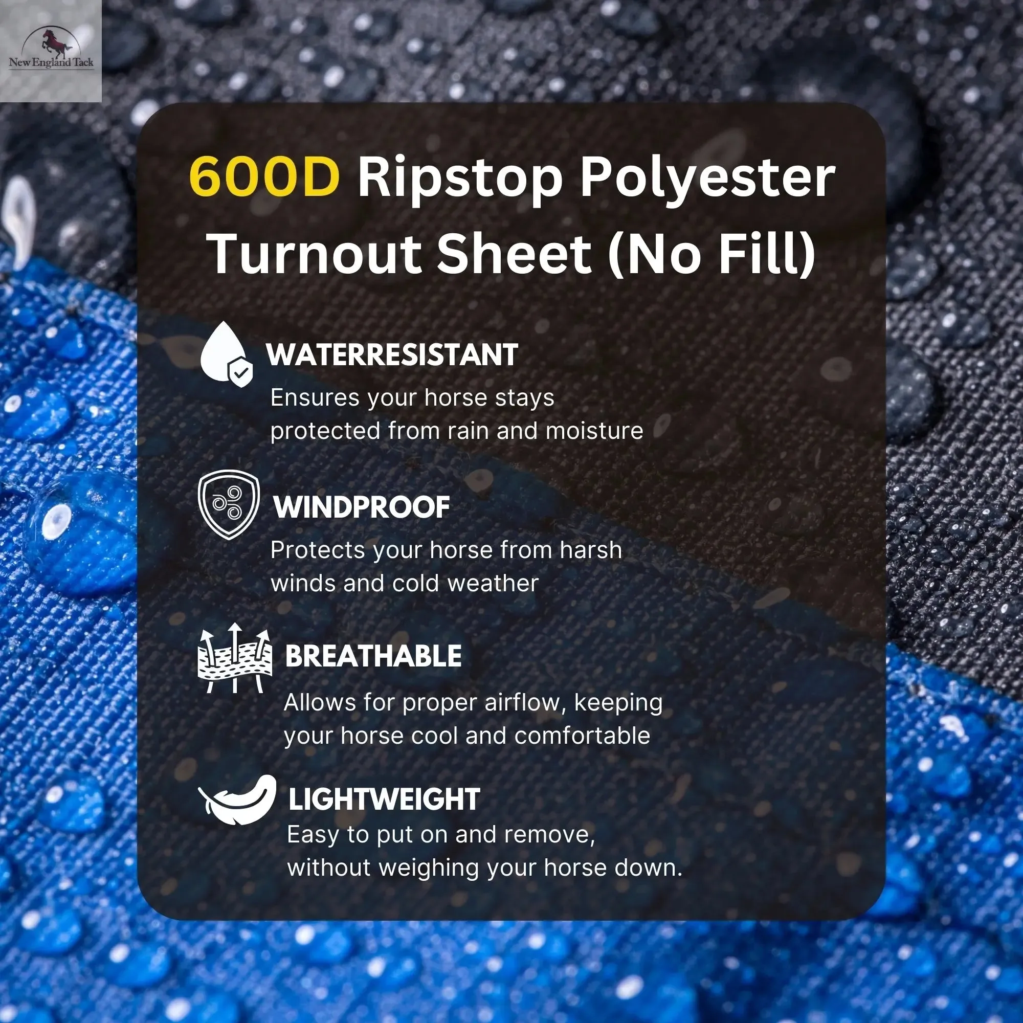 600 Denier Lightweight Waterproof & Breathable Horse Rain Sheet