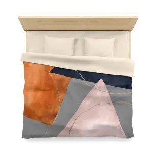 Abstract Duvet Cover | Burnt Orange, Navy Pink Geometric