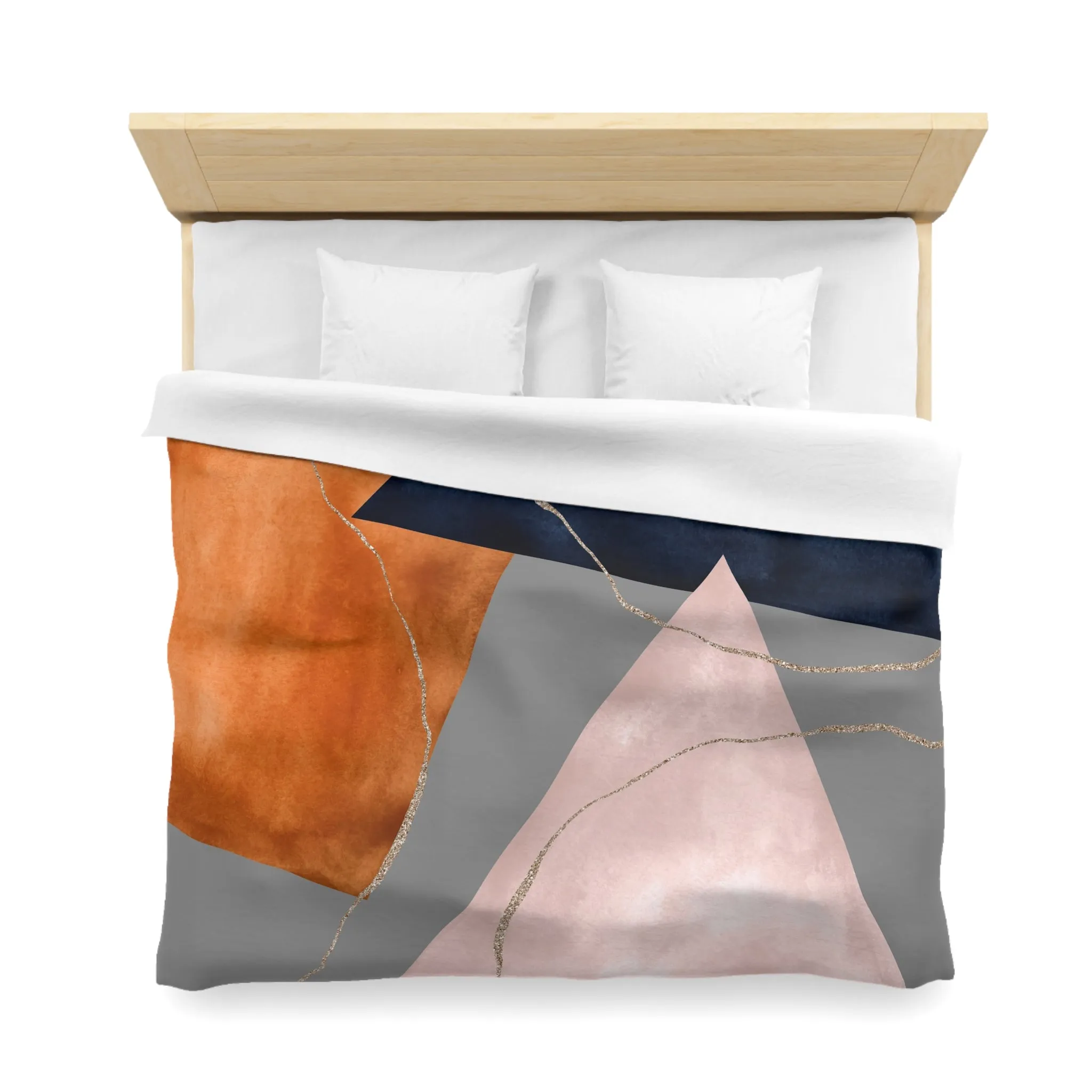 Abstract Duvet Cover | Burnt Orange, Navy Pink Geometric