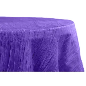 Accordion Crinkle Taffeta 132" Round Tablecloth - Purple