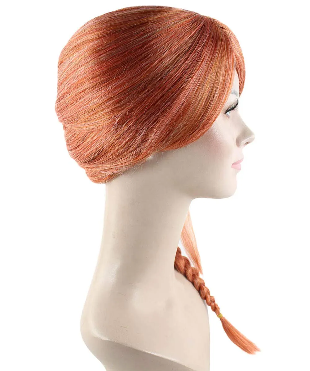 Adult Women Braided Side Part Wig, Peach Color Options, Flame-retardant Synthetic Fiber