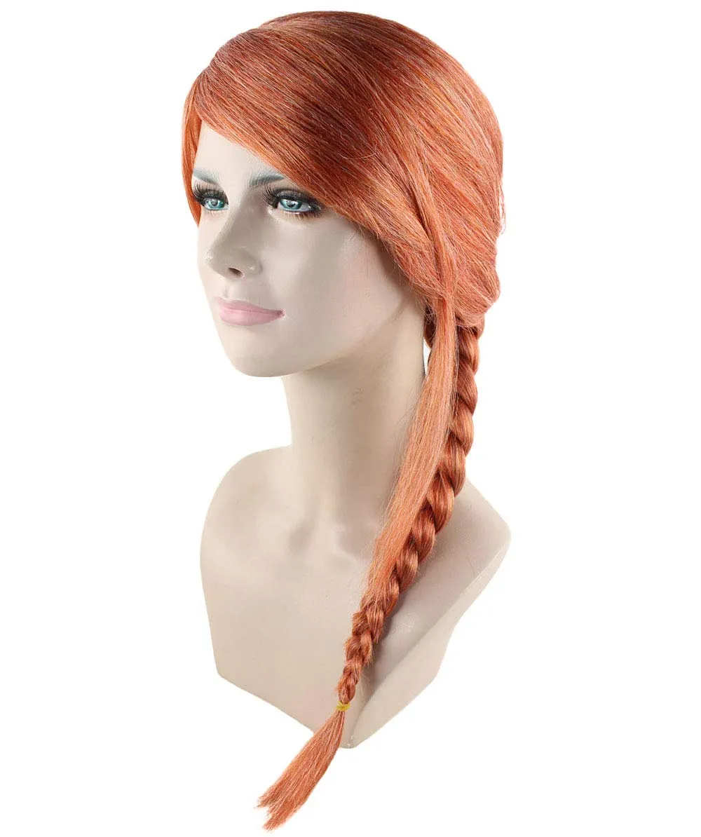 Adult Women Braided Side Part Wig, Peach Color Options, Flame-retardant Synthetic Fiber