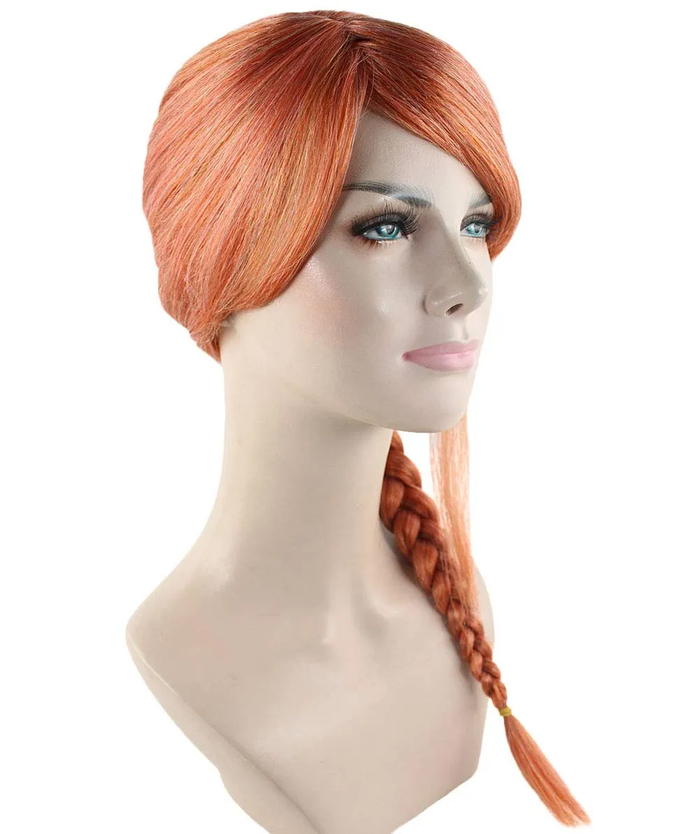 Adult Women Braided Side Part Wig, Peach Color Options, Flame-retardant Synthetic Fiber