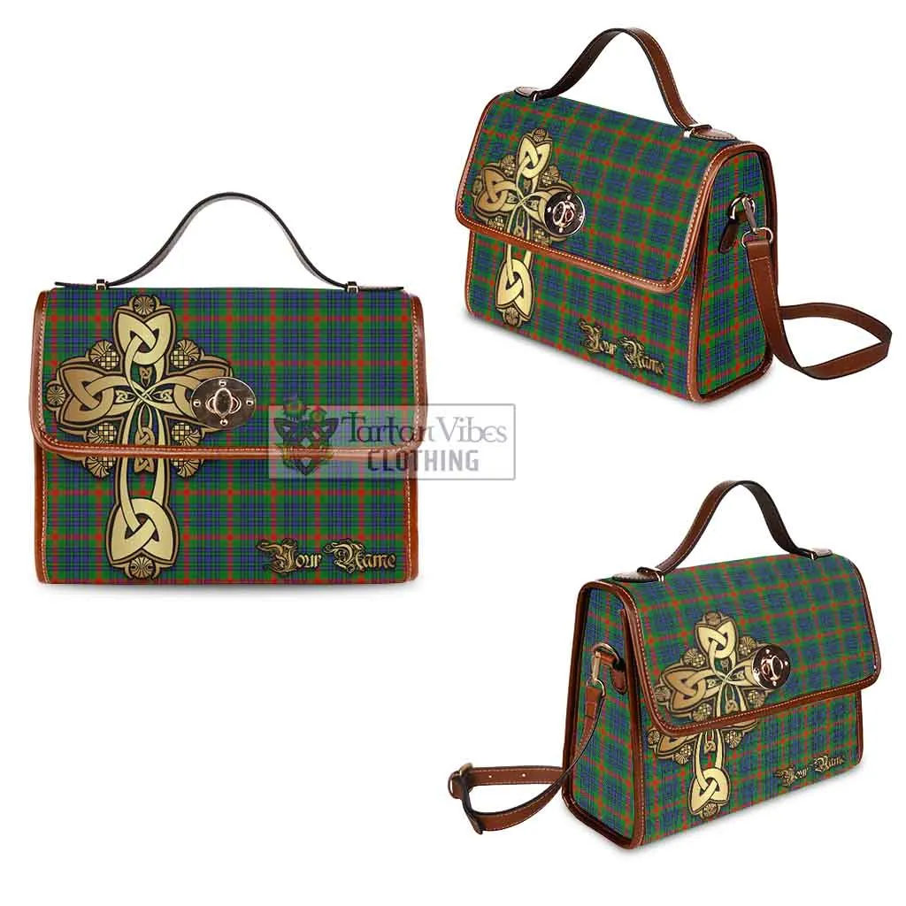 Aiton Tartan Waterproof Canvas Bag Golden Thistle Celtic Cross Style