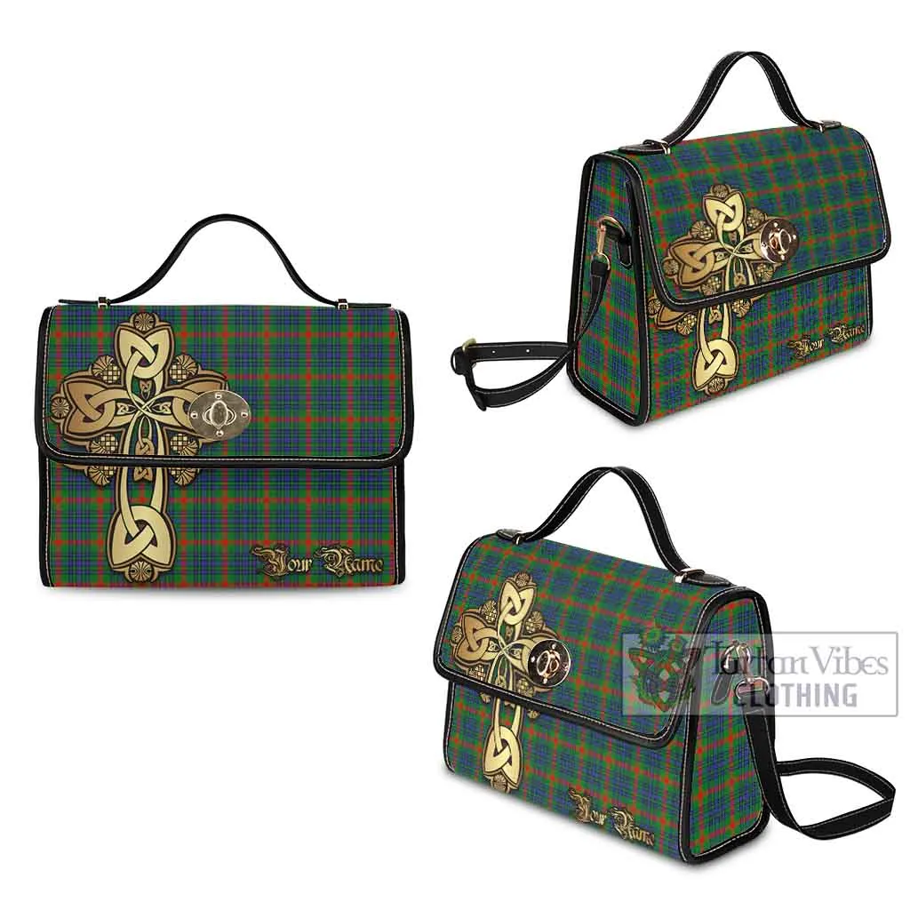 Aiton Tartan Waterproof Canvas Bag Golden Thistle Celtic Cross Style