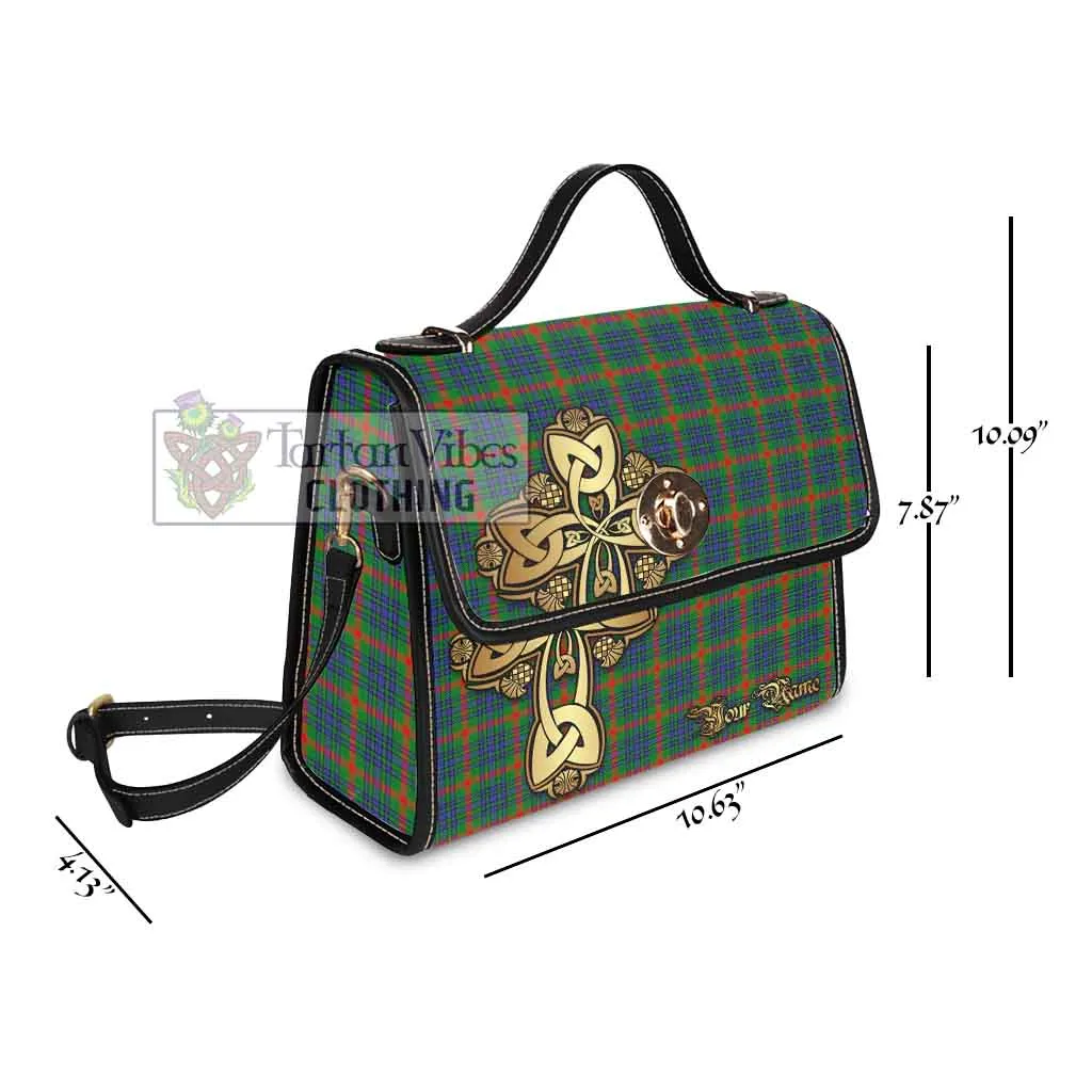 Aiton Tartan Waterproof Canvas Bag Golden Thistle Celtic Cross Style