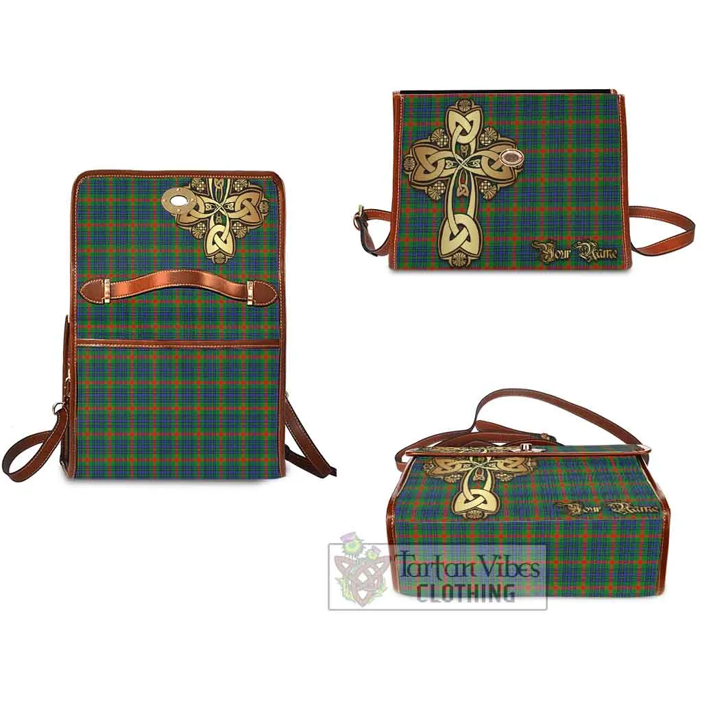 Aiton Tartan Waterproof Canvas Bag Golden Thistle Celtic Cross Style