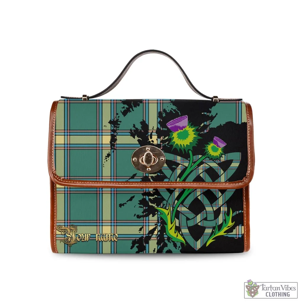 Alberta Province Canada Tartan Waterproof Canvas Bag with Scotland Map and Thistle Celtic Accents