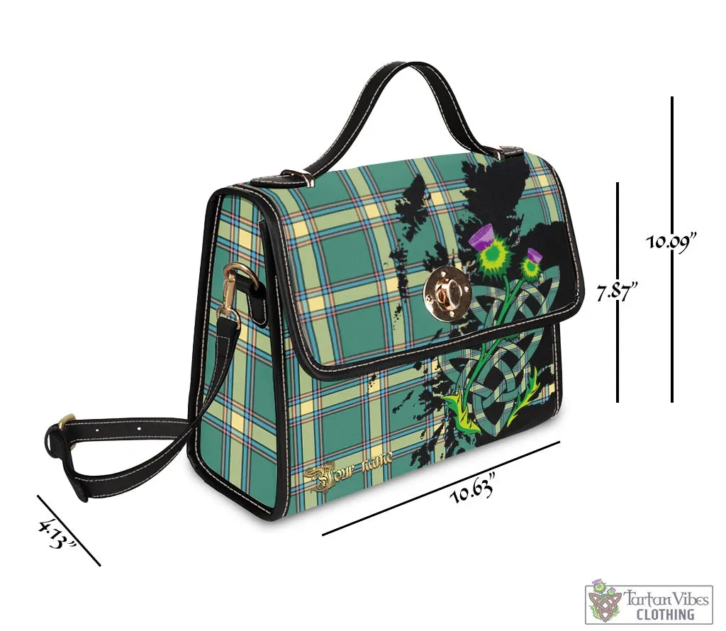 Alberta Province Canada Tartan Waterproof Canvas Bag with Scotland Map and Thistle Celtic Accents