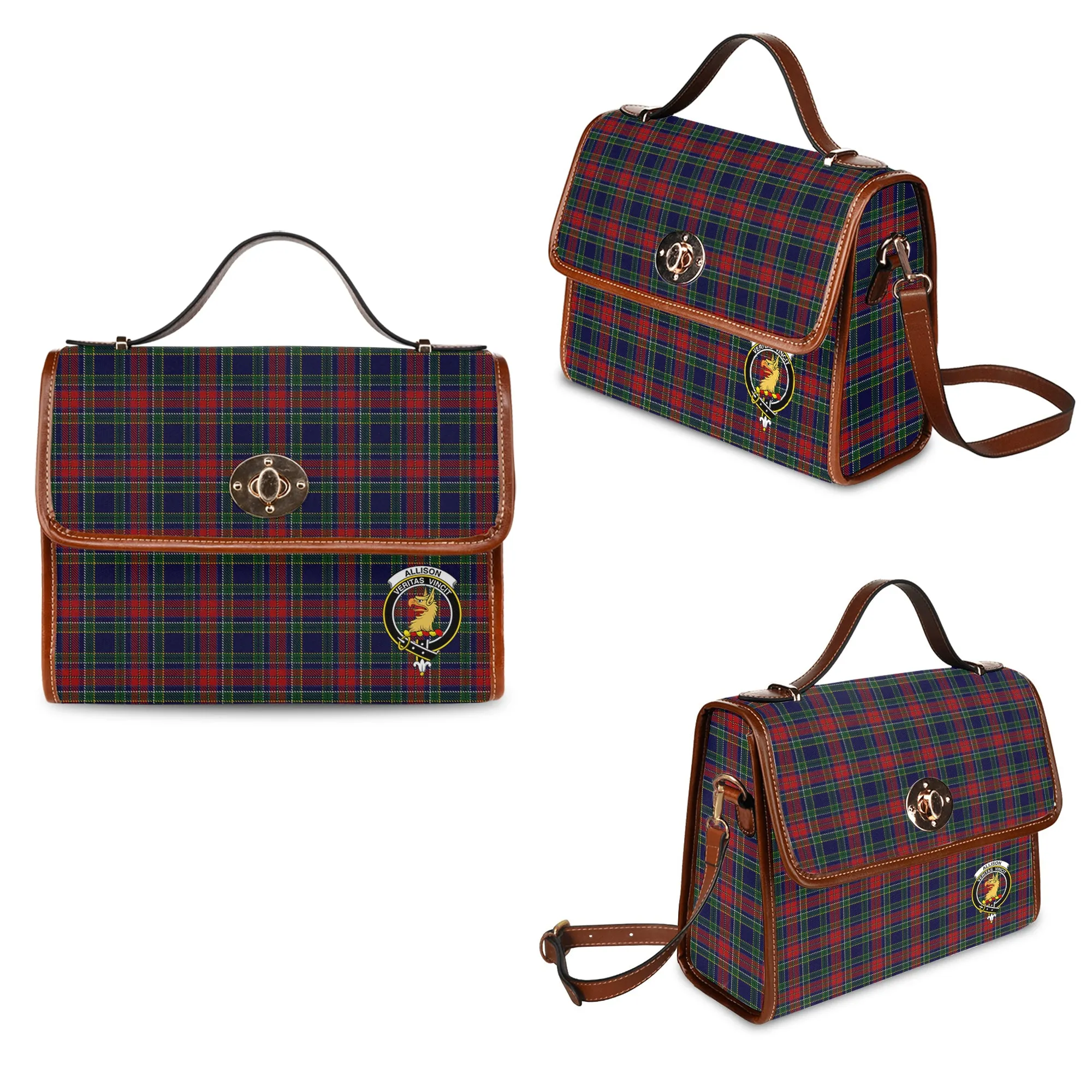 Allison Red Tartan Waterproof Canvas Bag with Family Crest