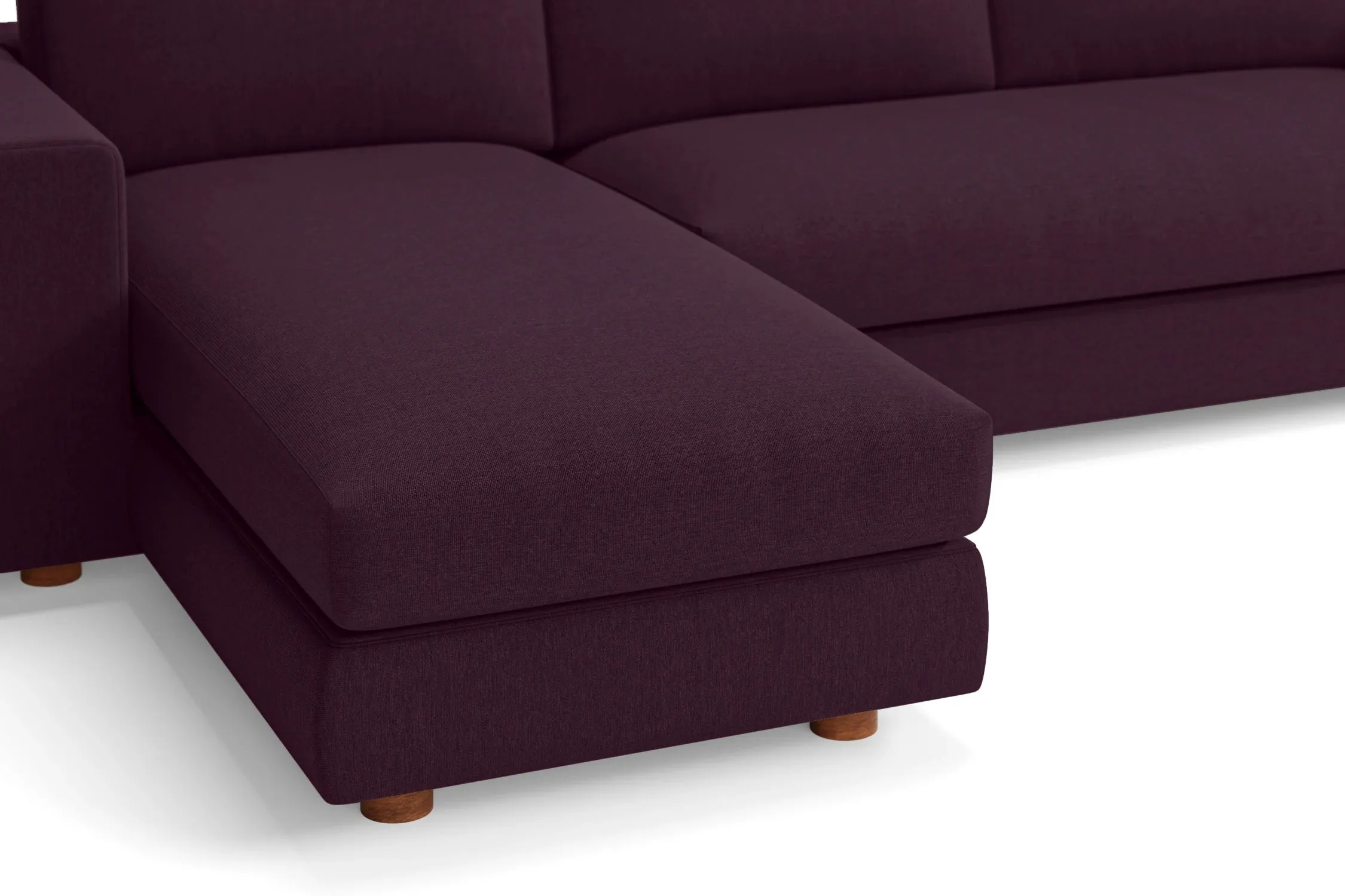 Arezzo 3 Seater Left Hand Facing Chaise Lounge Corner Sofa Purple Linen Fabric