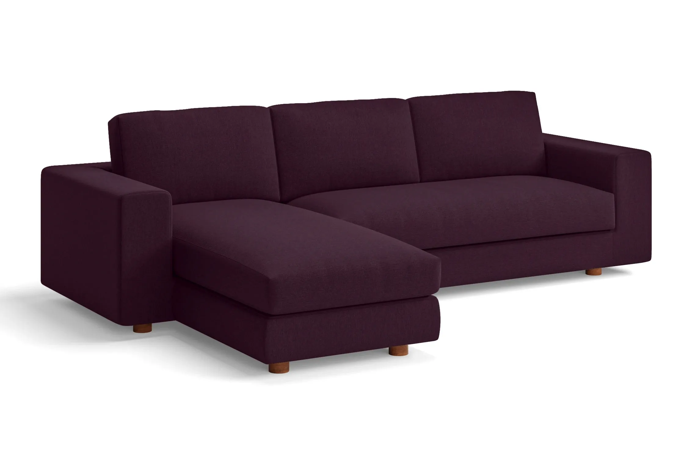 Arezzo 3 Seater Left Hand Facing Chaise Lounge Corner Sofa Purple Linen Fabric