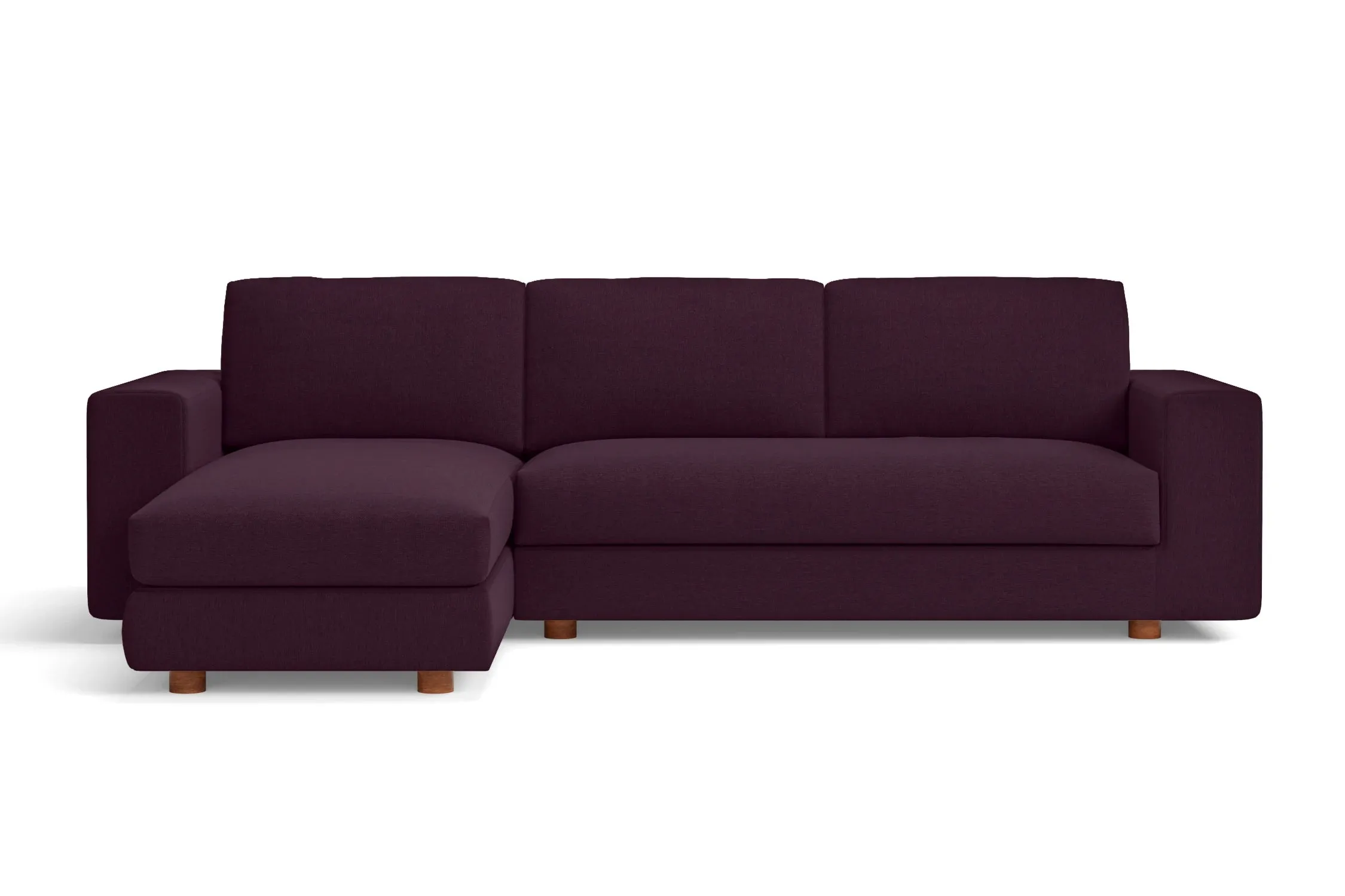 Arezzo 3 Seater Left Hand Facing Chaise Lounge Corner Sofa Purple Linen Fabric