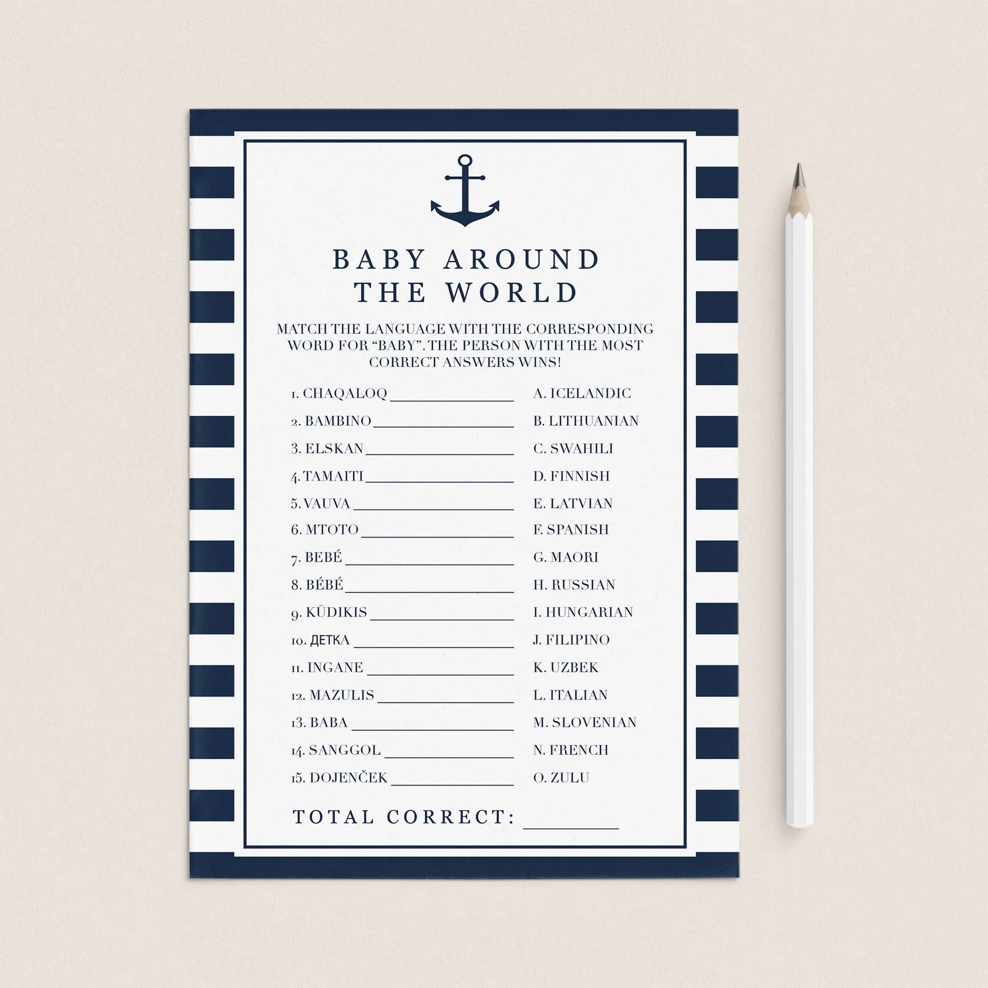 Around The World Baby Shower Game Nautical