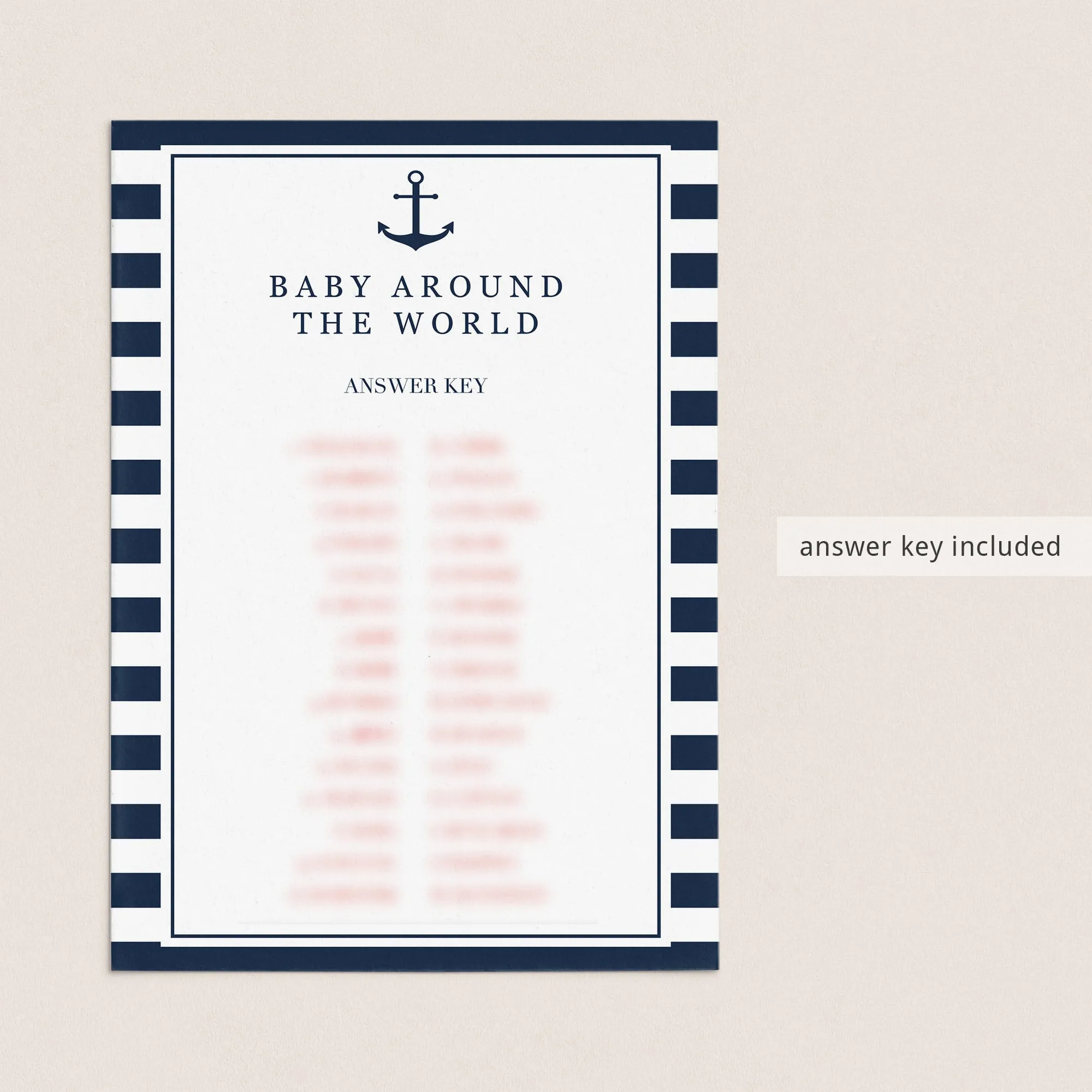 Around The World Baby Shower Game Nautical