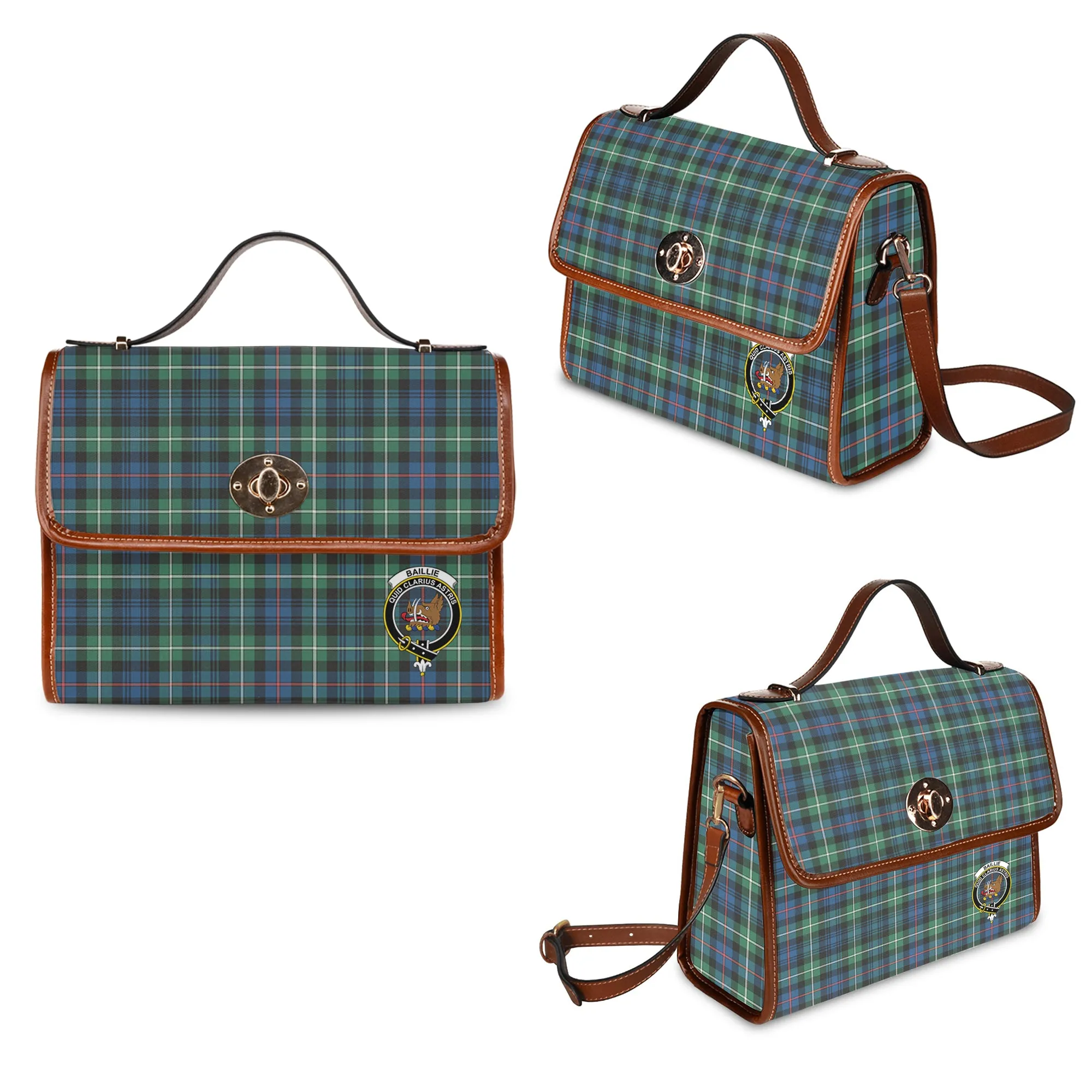 Baillie Ancient Tartan Waterproof Canvas Bag with Family Crest