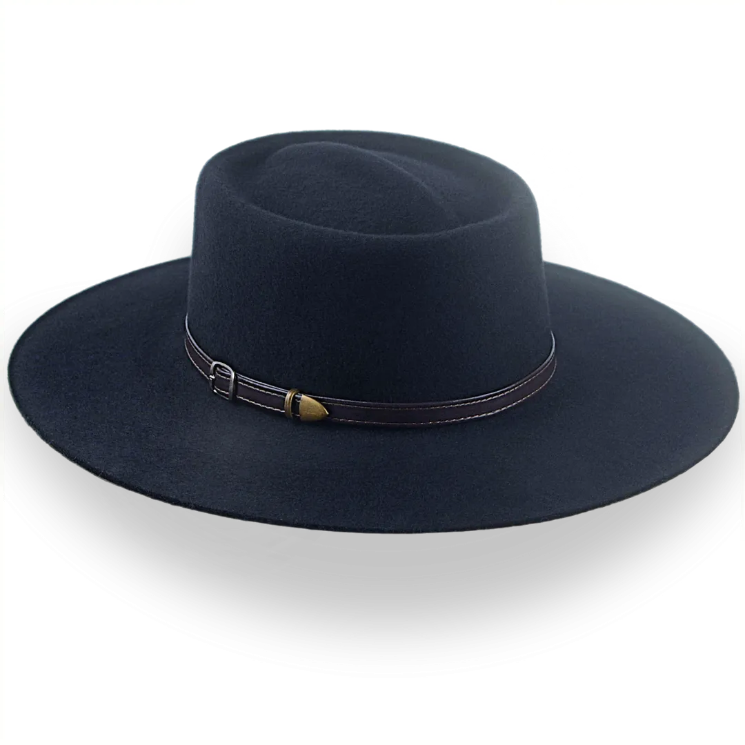 Black Wide Brim Cowboy Hat in Wool Felt | The Gambler