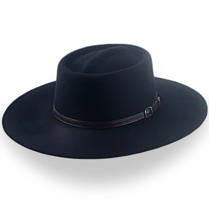 Black Wide Brim Cowboy Hat in Wool Felt | The Gambler