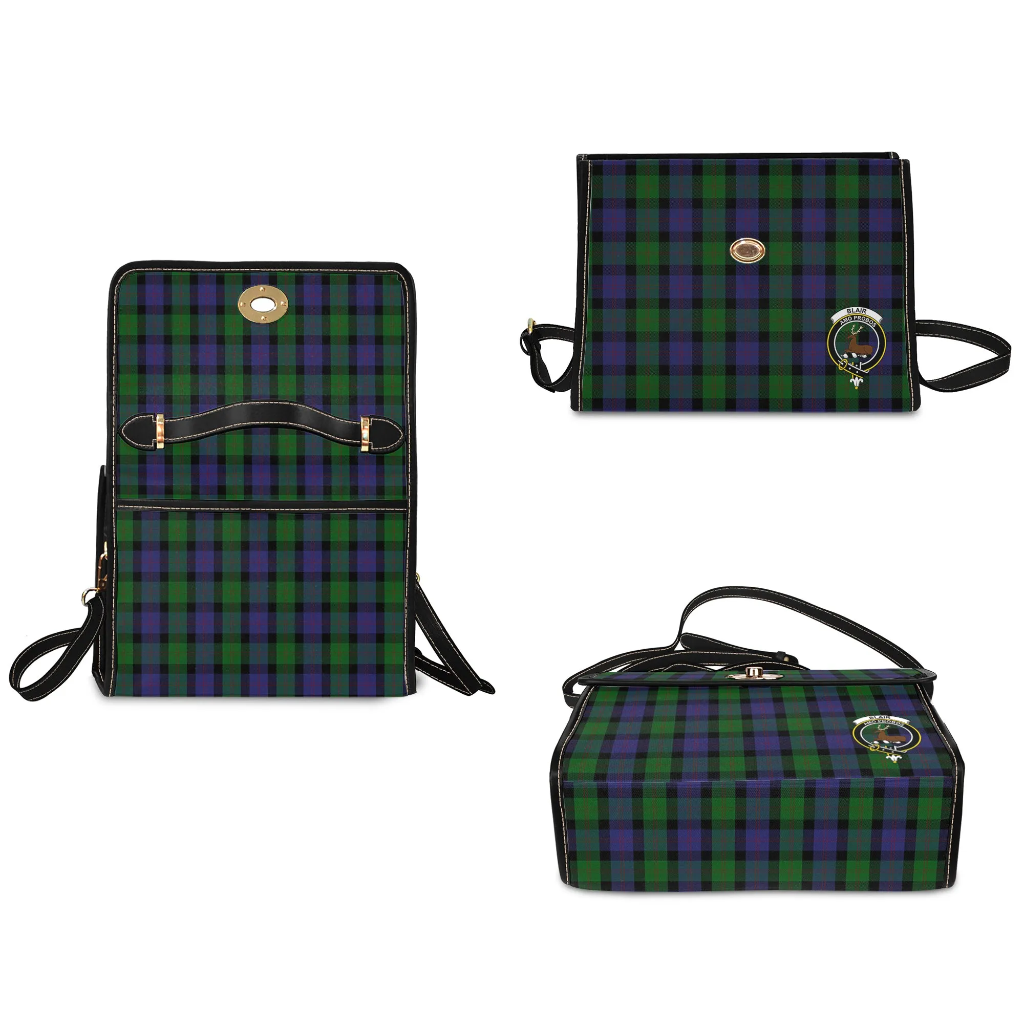 Blair Tartan Waterproof Canvas Bag with Family Crest