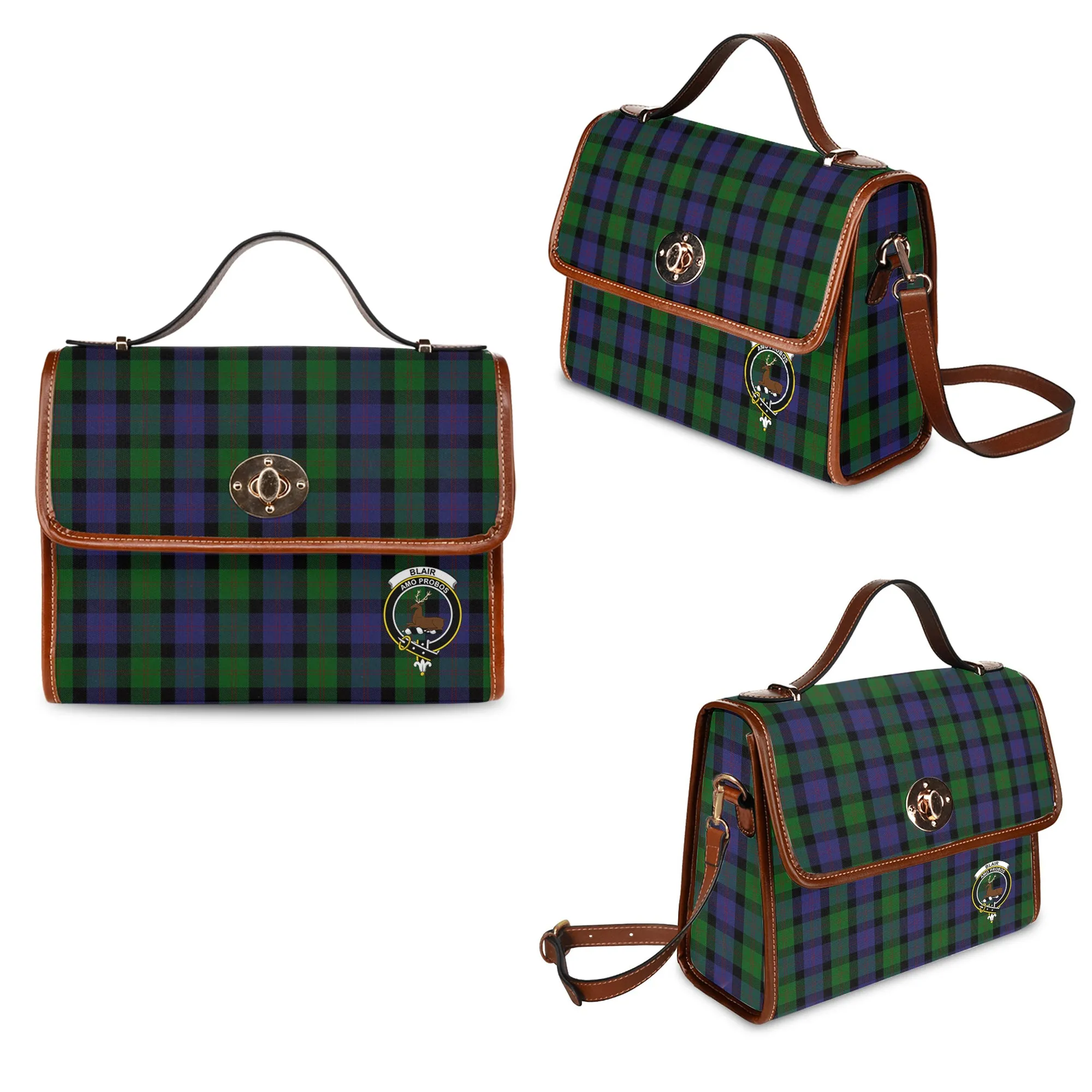 Blair Tartan Waterproof Canvas Bag with Family Crest