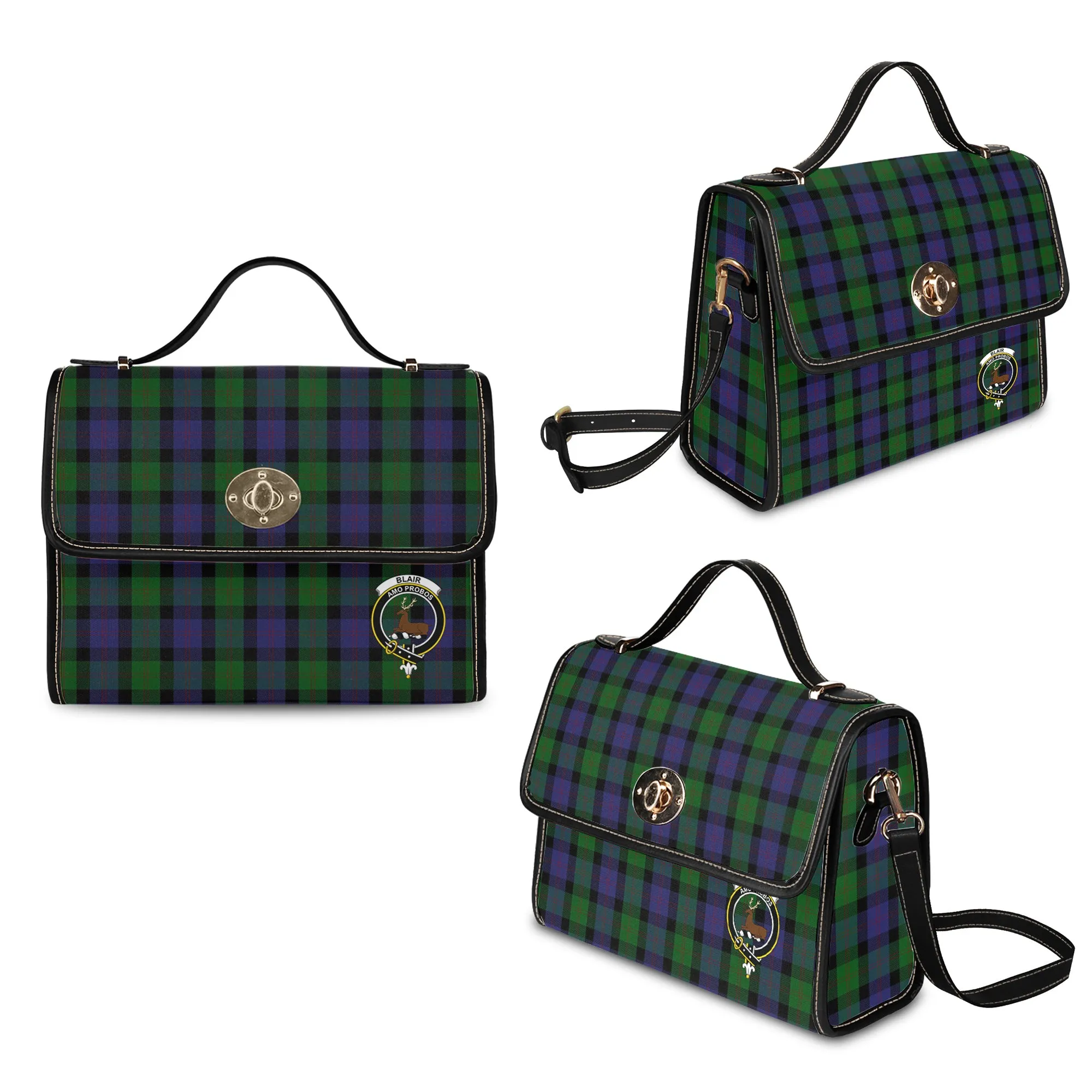 Blair Tartan Waterproof Canvas Bag with Family Crest