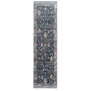 Blue Floral Tapestry Runner Rug