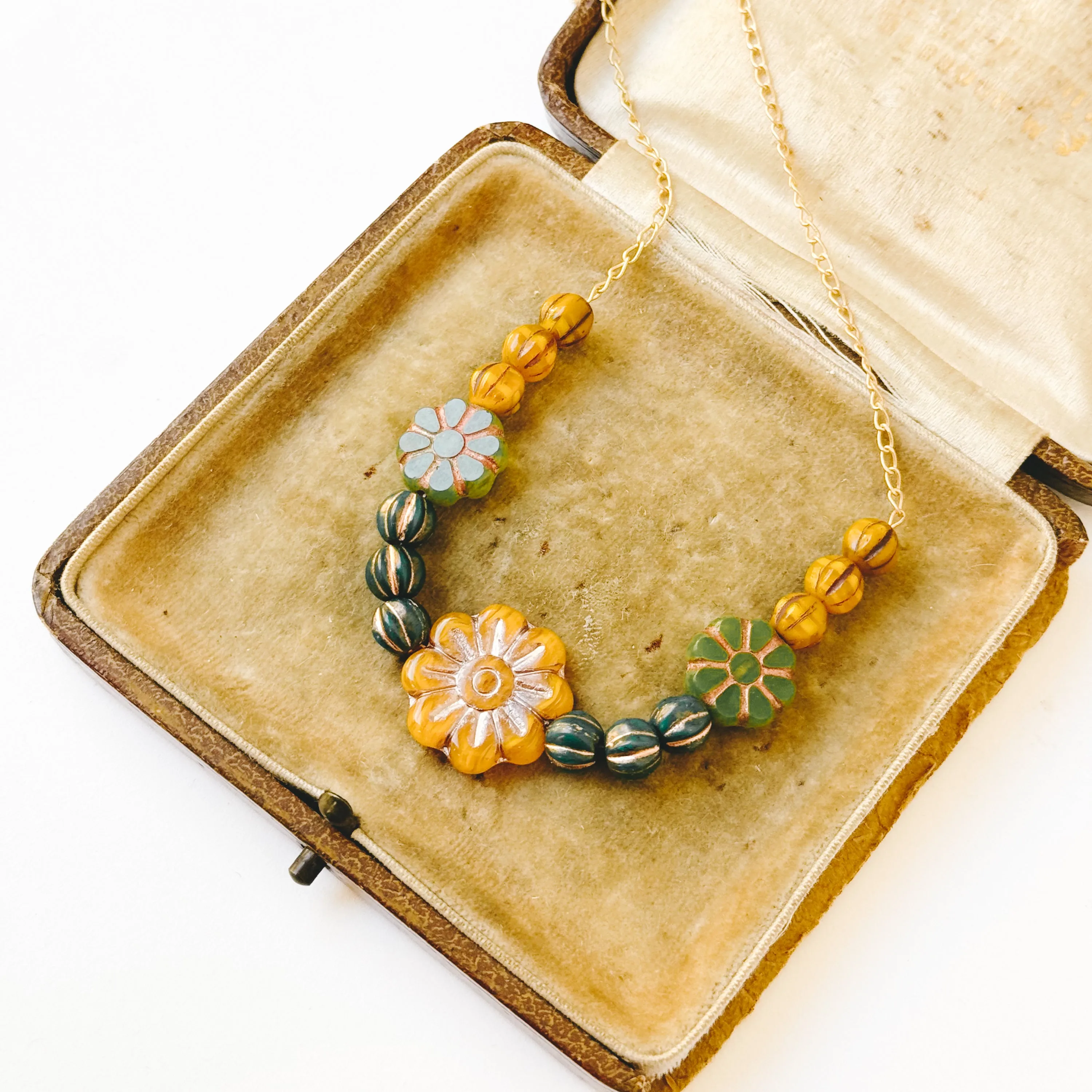 Bold Handmade Statement Necklace with Floral Design - WS