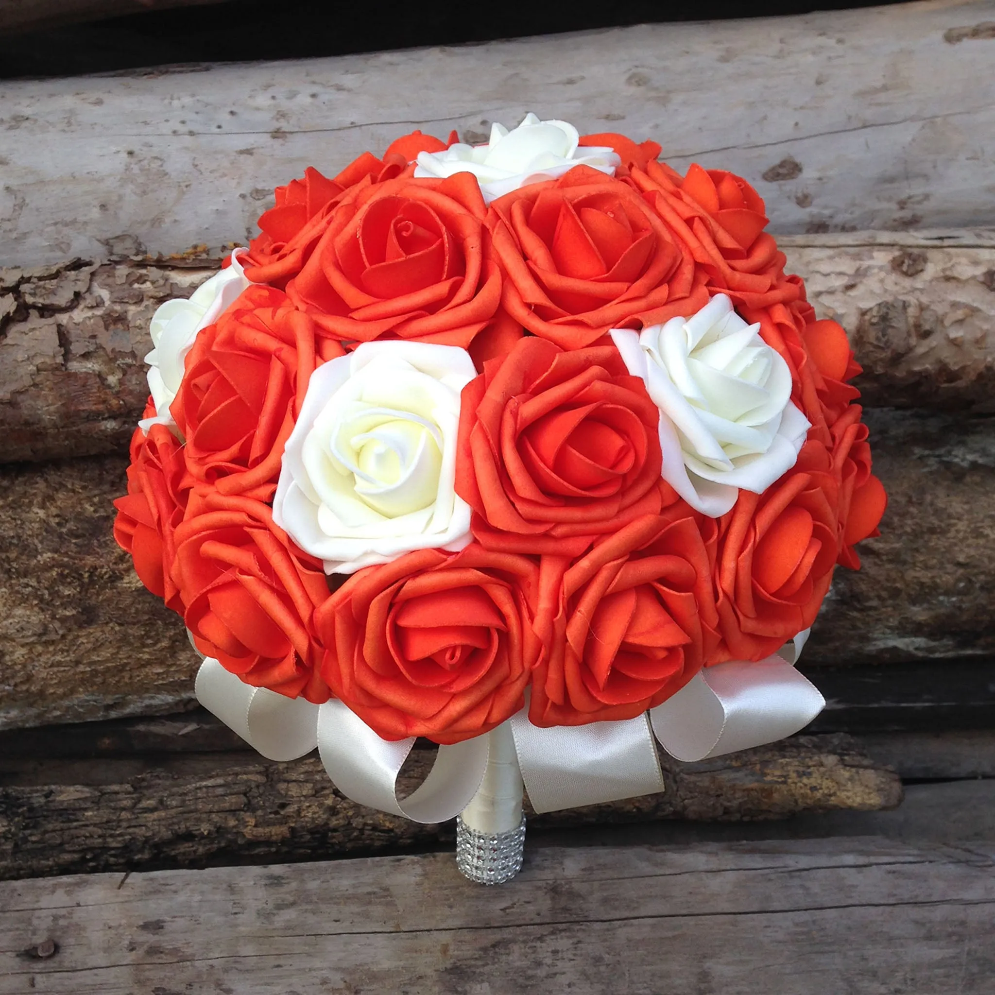 Bridal Bouquet Orange Ivory Bouquet for Fall Weddings