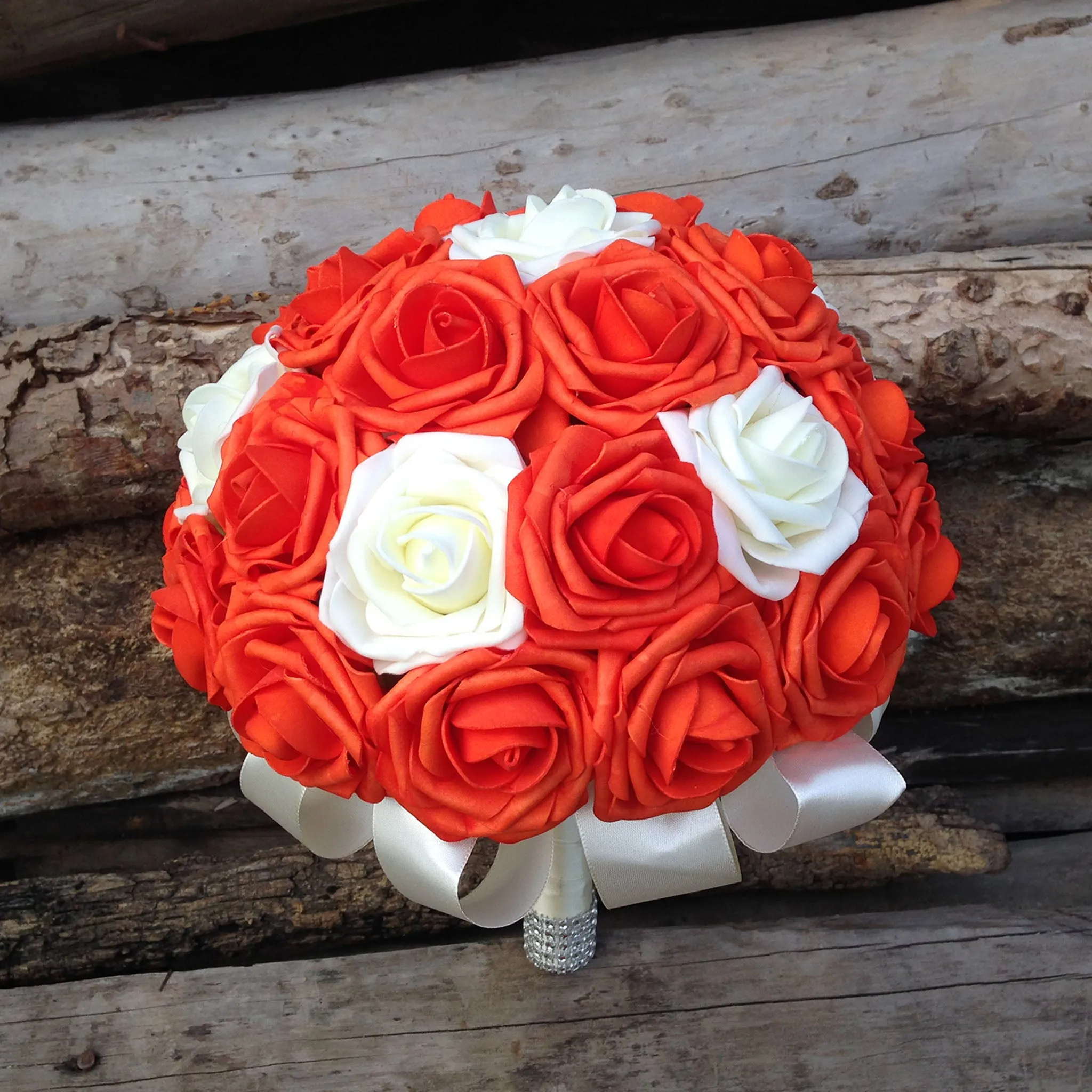 Bridal Bouquet Orange Ivory Bouquet for Fall Weddings