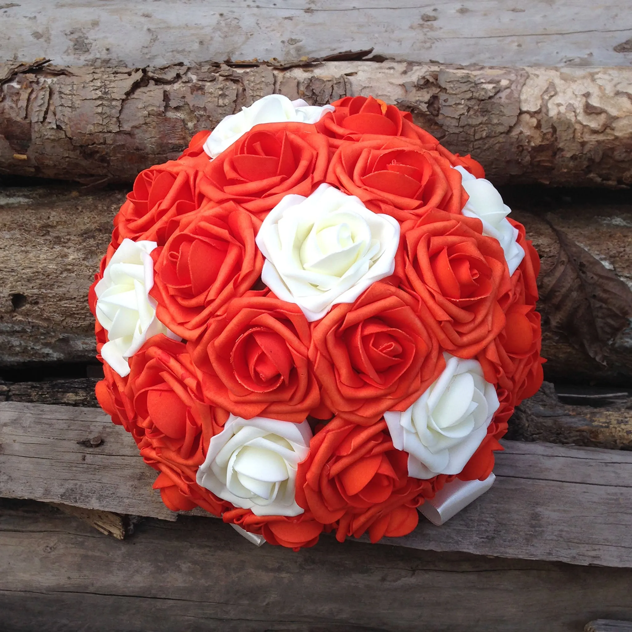 Bridal Bouquet Orange Ivory Bouquet for Fall Weddings