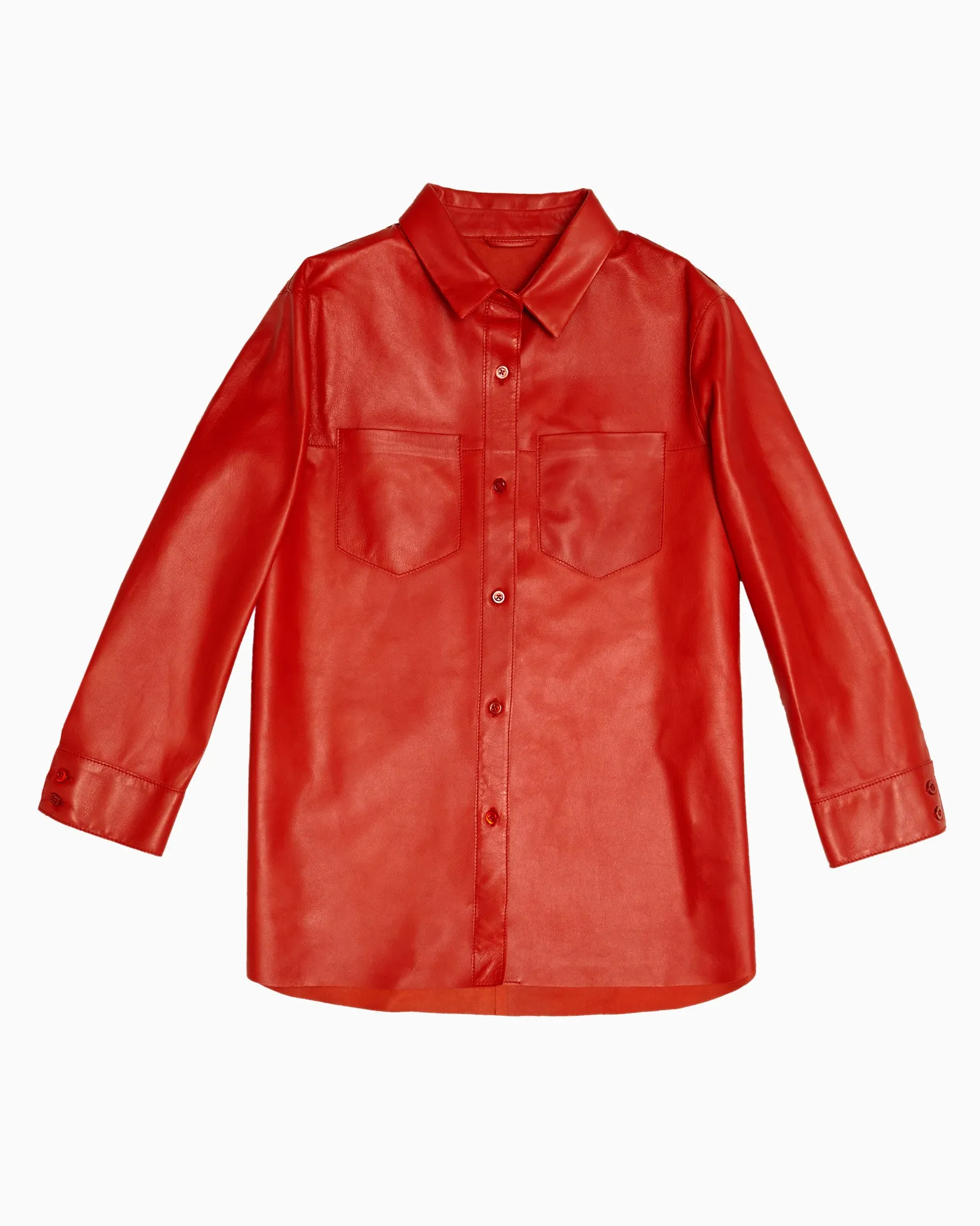 Brogden Leather Shirt in Scarlet - FINAL SALE