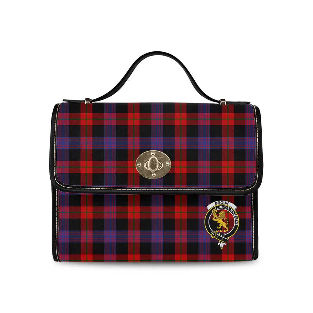 Broun Modern Tartan Waterproof Canvas Bag with Family Crest