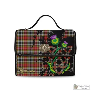 Buchanan Old Dress Tartan Waterproof Canvas Bag with Scotland Map and Thistle Celtic Accents