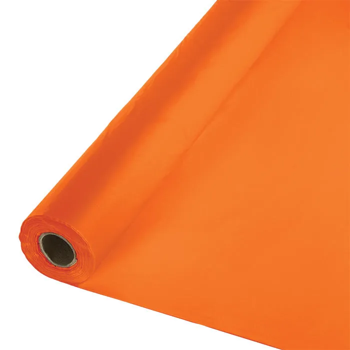 Bulk Sunkissed Orange Plastic Banquet Table Roll 100 ft x 40 inch