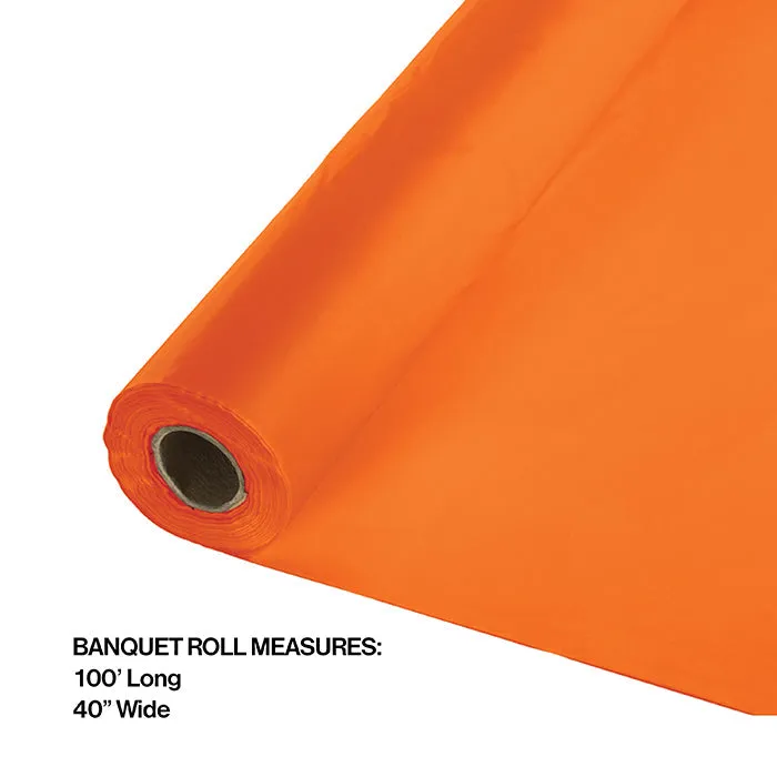 Bulk Sunkissed Orange Plastic Banquet Table Roll 100 ft x 40 inch