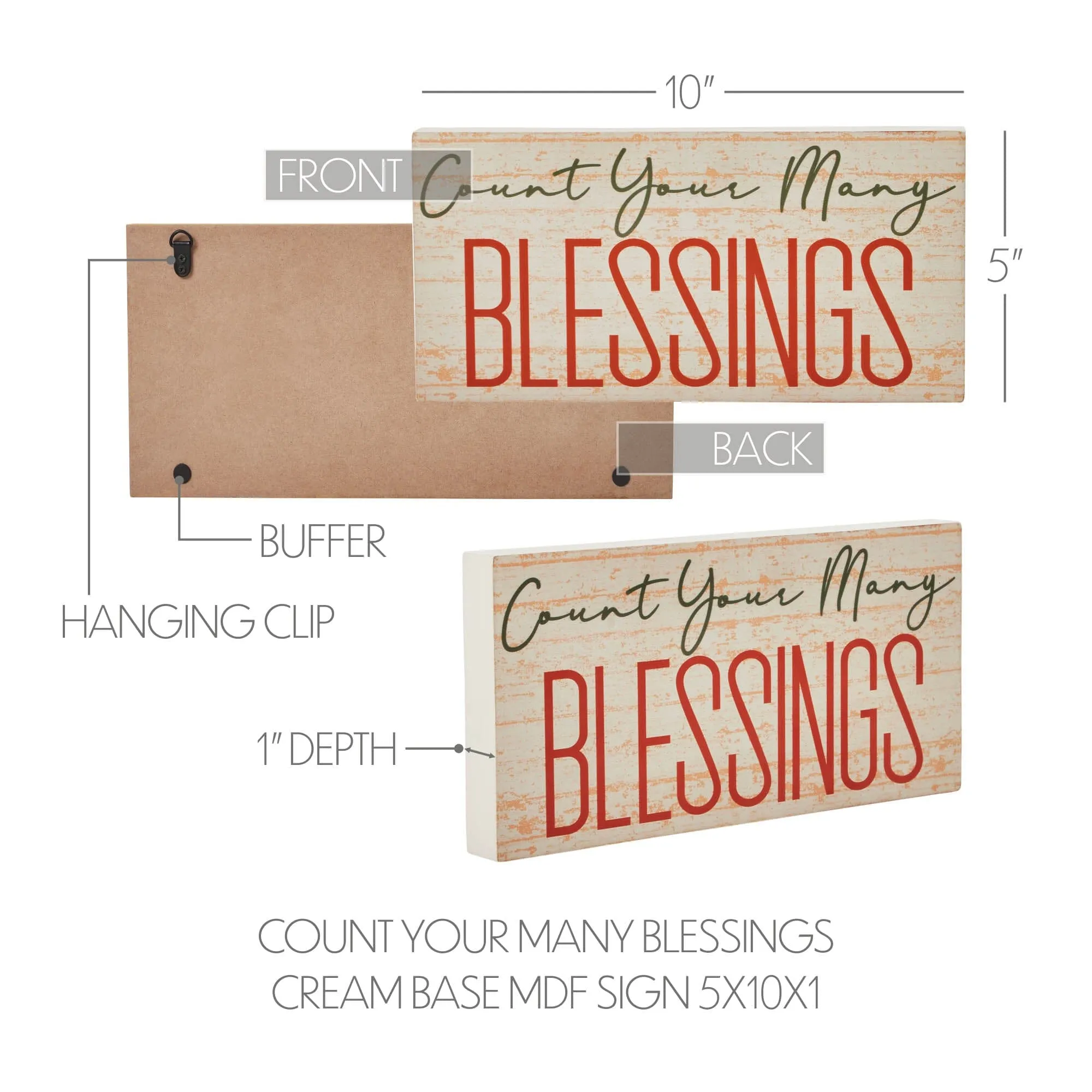 Count Your Many Blessings Sign - 3x14"