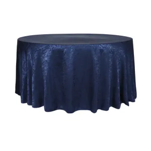 Crinkle Shimmer 132" Round Tablecloth - Navy Blue