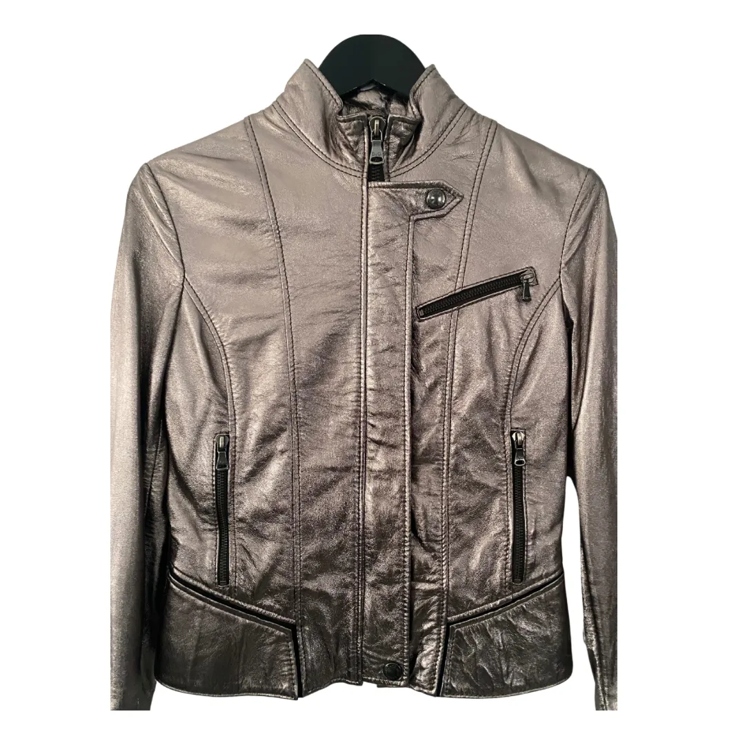 D&G Leather Jacket Metallic SIZE 8