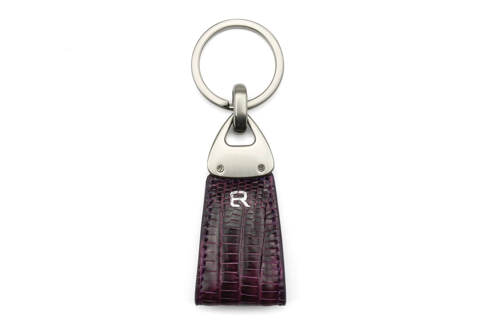 Deep Purple Genuine Iguana Triangle keychain