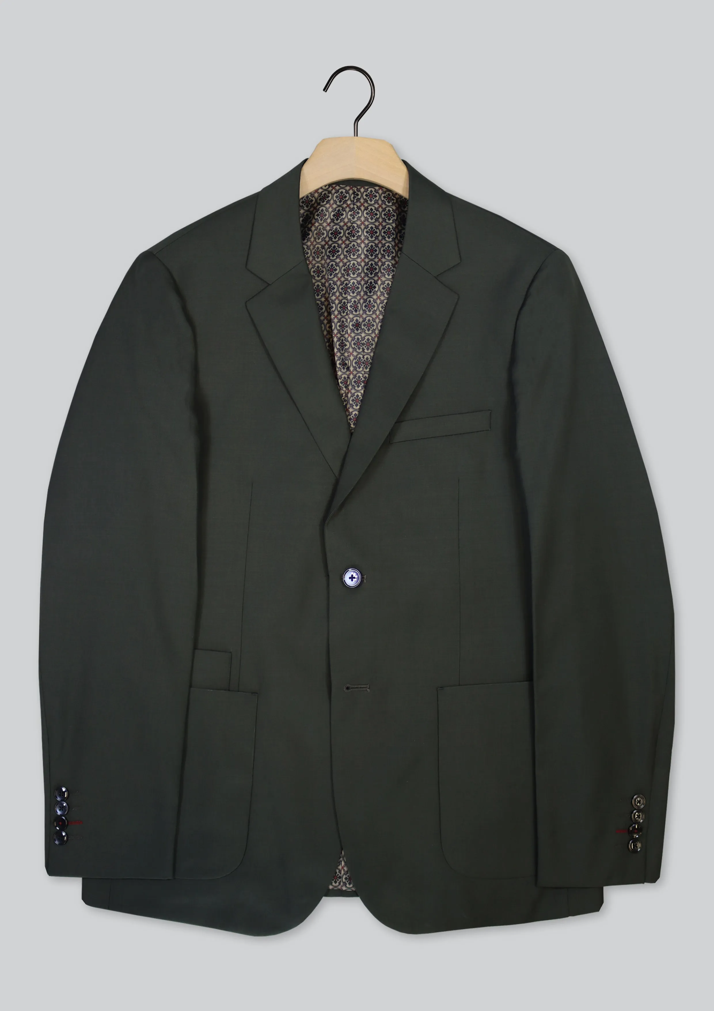 Desmond Wool Blend Blazer: Dark Green