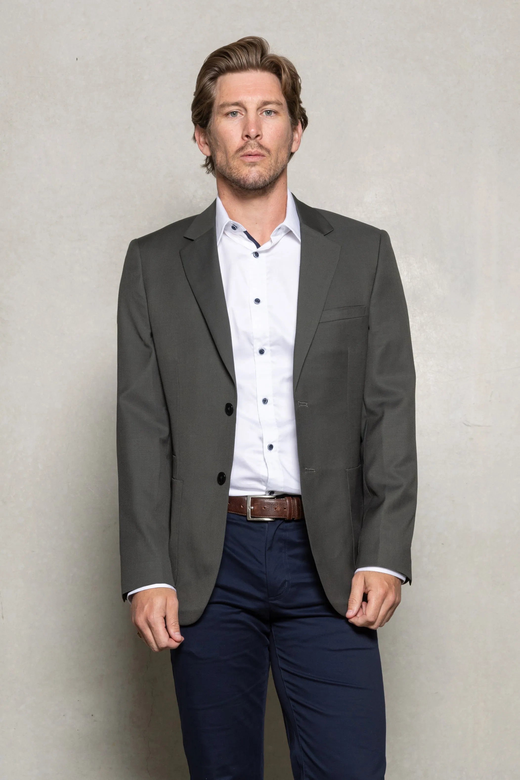 Desmond Wool Blend Blazer: Dark Green