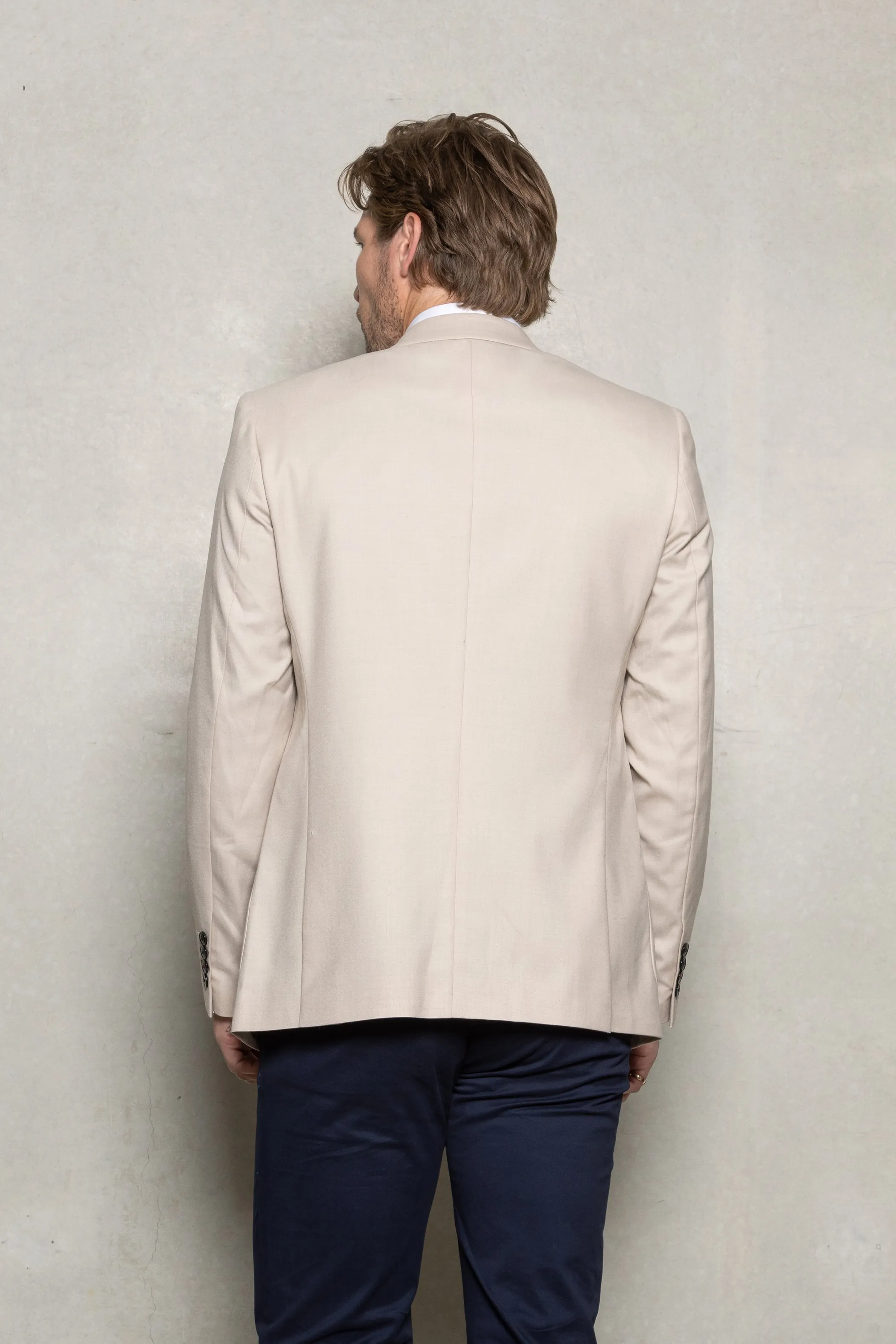 Desmond Wool Blend Blazer: Sand