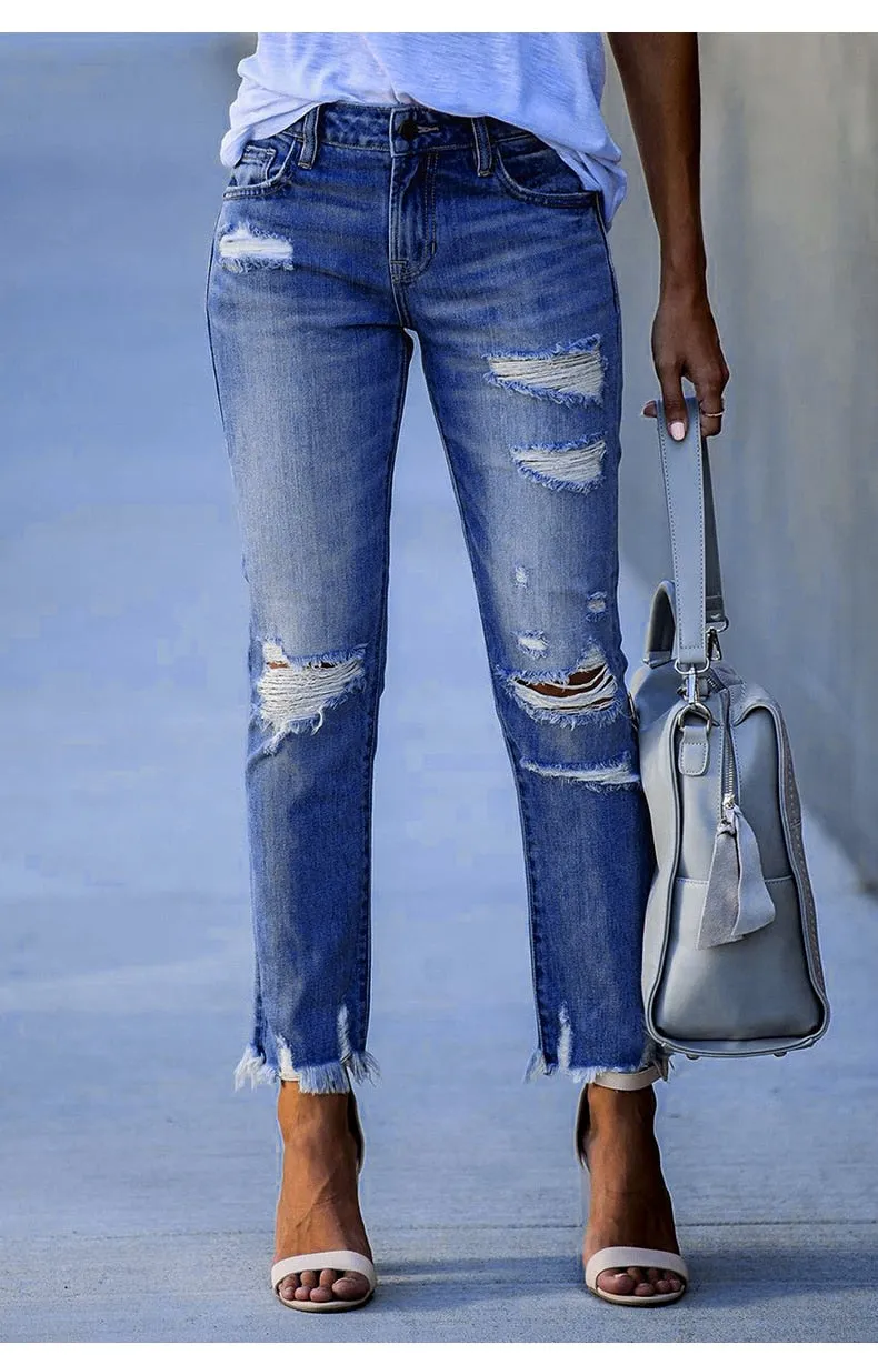 Edgy Fringe Ankle Denim