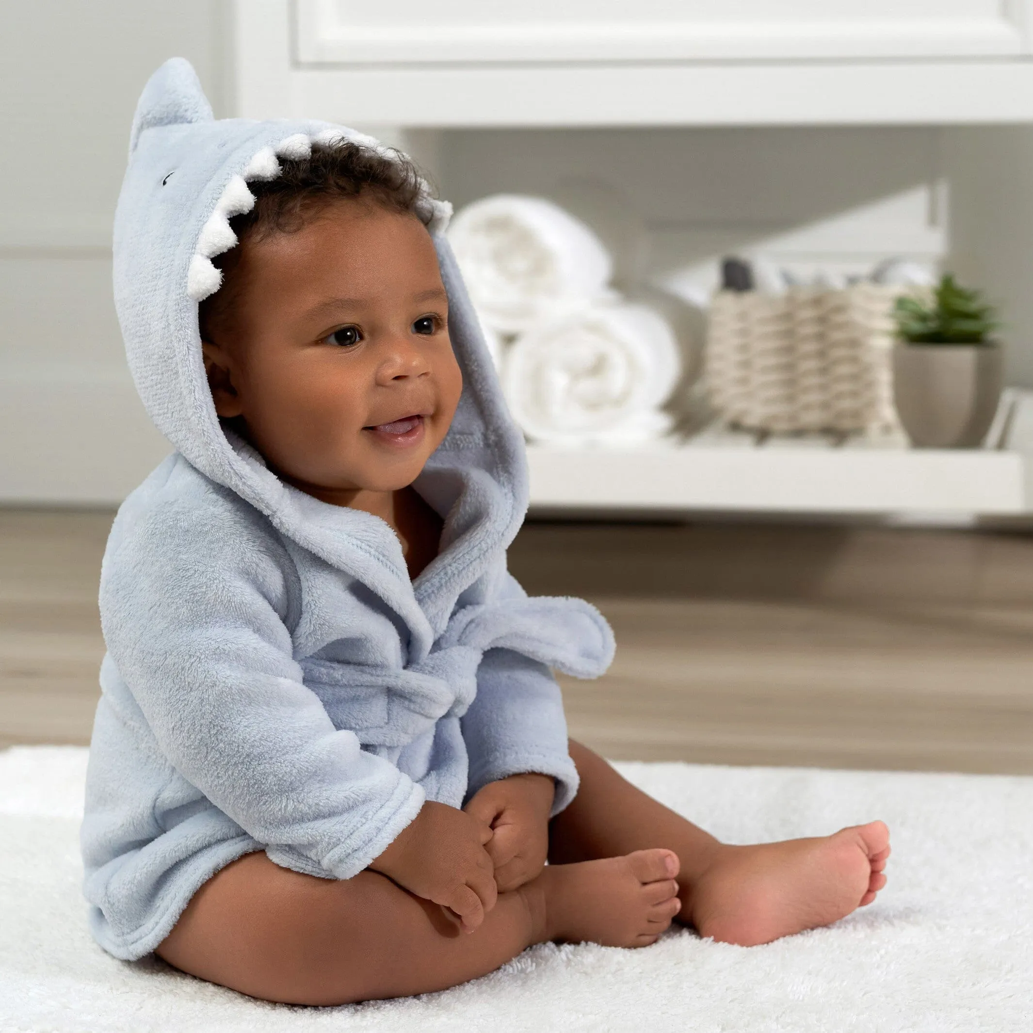 Embroidered Baby Boys Shark Robe