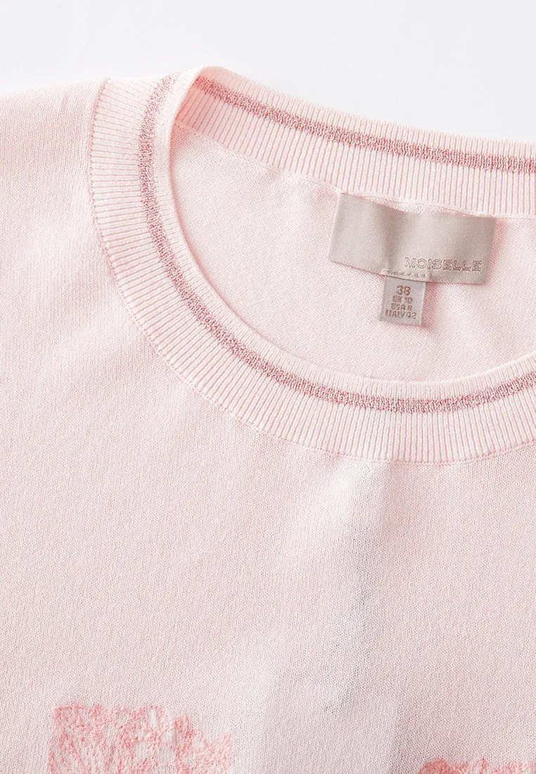 Embroidery Monogram-detail Ribbed-trim Knitted Top