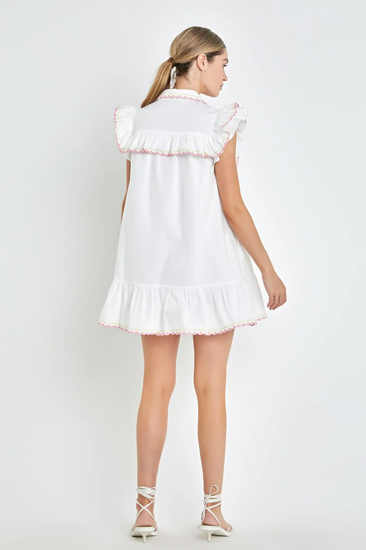 English Factory - Floral Embroidered Collared Mini Dress