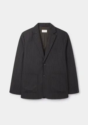 Espresso Chalk Stripe Wool Blazer