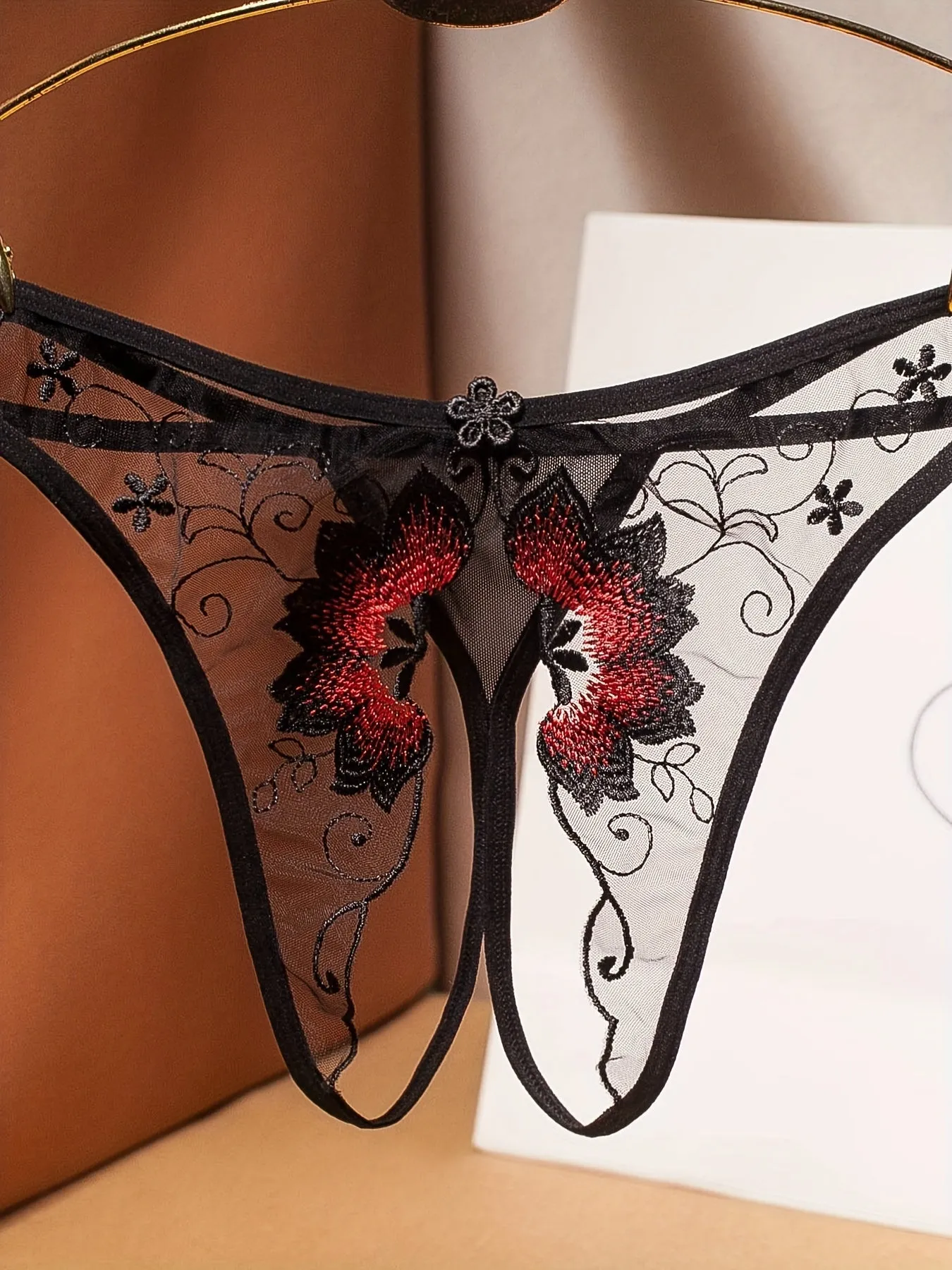 Flirty Floral Embroidered Sheer Thongs  Ultimate Seductive Lingerie